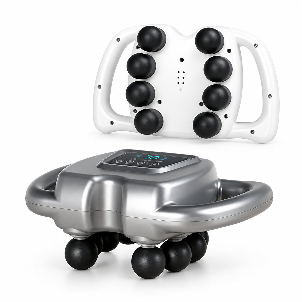 Two massage devices on a white background