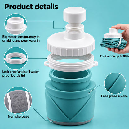 Fold & Go™ Collapsible Silicone Water Bottle – 600mL