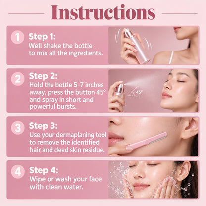 Step-by-step instructions for using a skincare product with images of application on skin.