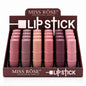 Display of Miss Rose lipsticks in a box with visible branding.