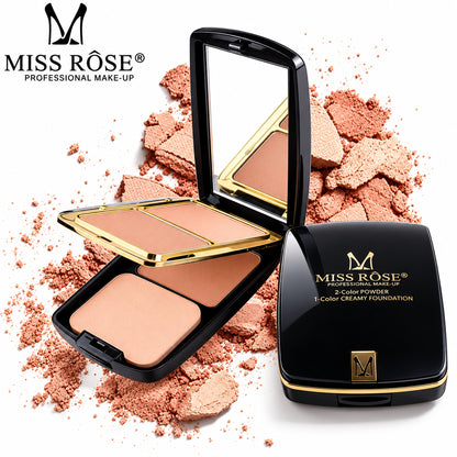 Miss Rose makeup compact with foundation and blush on a white background