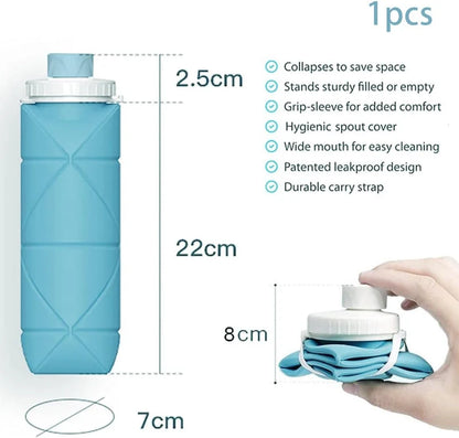 Fold & Go™ Collapsible Silicone Water Bottle – 600mL