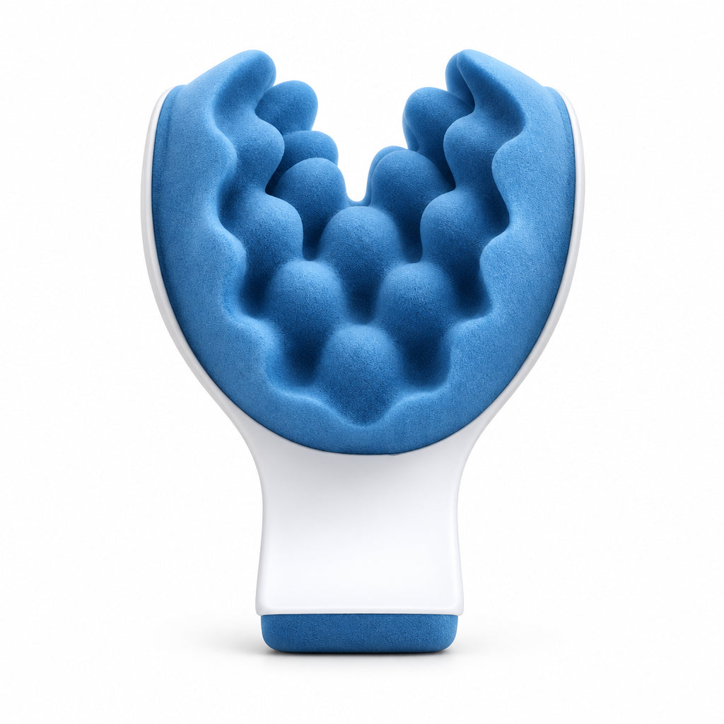 Blue and white scrubber on a white background